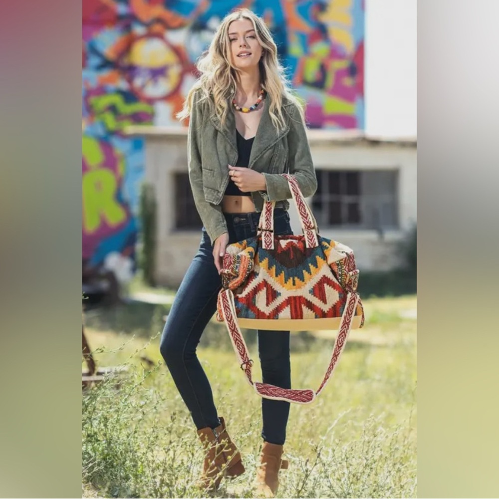 🆕 RUGGINE | BOHO CHIC WEEKENDER DUFFEL  BAG - Picture 4 of 7